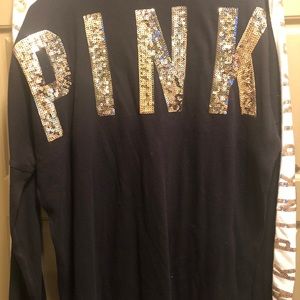 Victoria’s Secret pink Black bling Shirt Large
